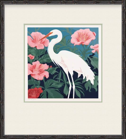 Egret In The Hibiscus